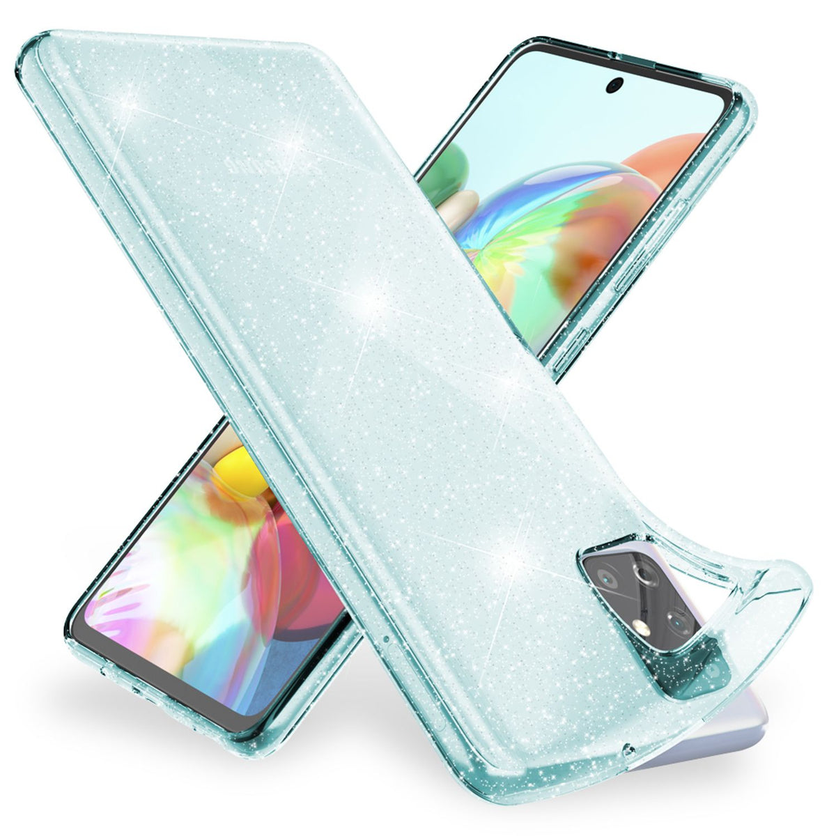 NALIA Glitzerhülle für Samsung Galaxy A71 – Funkelndes Silikon Case – DAZZLIN (Transparent & Stoßfest) – Marke aus Berlin