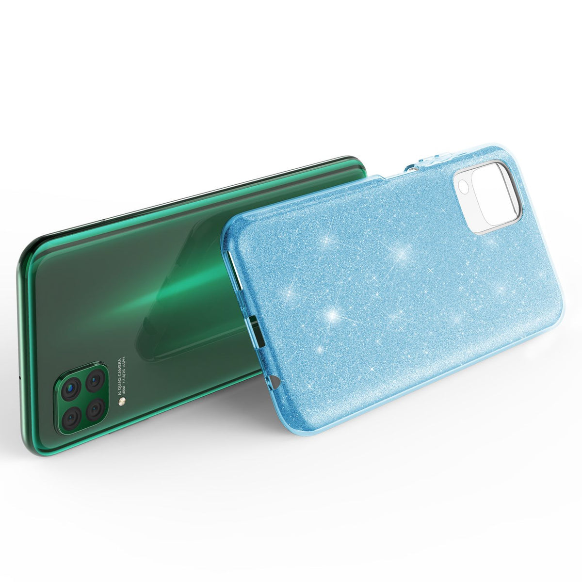 NALIA Glitzerhülle für Huawei P40 Lite – Funkelnder Glitzer-Look & Grip – SHINEPOP (Silikon Case) – Marke aus Berlin