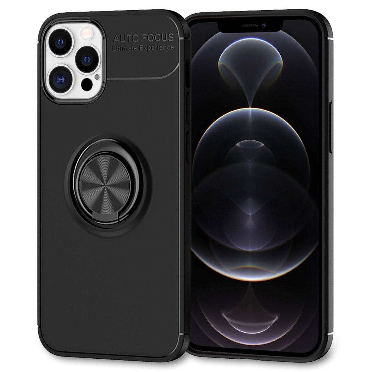 NALIA Ringhülle für iPhone 12 Pro Max – Ring-Ständer 360° & für Magnet-Halter – GRIP360 (Mattiertes Silikon Case) – Marke aus Berlin