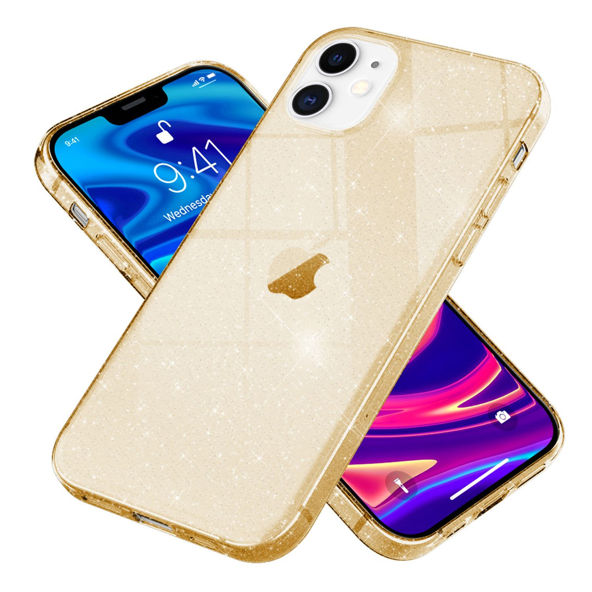 NALIA Glitzerhülle für iPhone 12 / 12 Pro – Funkelndes Silikon Case – DAZZLIN (Transparent & Stoßfest) – Marke aus Berlin