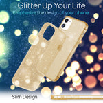 NALIA Glitzerhülle für iPhone 12 / 12 Pro – Funkelndes Silikon Case – DAZZLIN (Transparent & Stoßfest) – Marke aus Berlin
