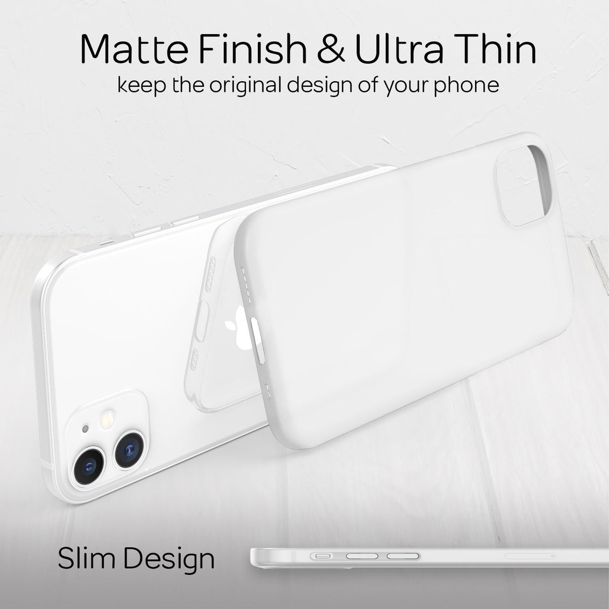 NALIA Ultra Slim Hardcase für iPhone 12 Mini – Matt-Transparent & 0.3mm Dünn – PHANTOM (Dünnes Cover & Kamera-Vollschutz) – Marke aus Berlin