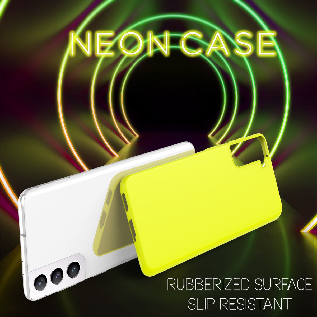 NALIA Neon Silikonhülle für Samsung Galaxy S21 – Soft-Touch & Signal-Neon – NEONSHOCK (Matte Schutzhülle) – Marke aus Berlin
