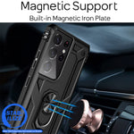 NALIA Panzerhülle für Samsung Galaxy S21 Ultra – Ring-Ständer 360° & Magnet-Halterung Kompatibel – RINGDEFEND (Stoßfestes Outdoor Case) – Marke aus Berlin