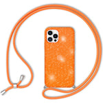 NALIA Handykette mit Neon Glitzerhülle für iPhone 12 Pro Max – Durchsichtig & Funkelnd – HANGIT SPARK (Transparentes Silikon Case zum Umhängen) – Marke aus Berlin