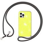 NALIA Handykette mit Neon Glitzerhülle für iPhone 12 Pro Max – Durchsichtig & Funkelnd – HANGIT SPARK (Transparentes Silikon Case zum Umhängen) – Marke aus Berlin