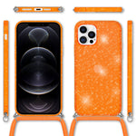 NALIA Handykette mit Neon Glitzerhülle für iPhone 12 Pro Max – Durchsichtig & Funkelnd – HANGIT SPARK (Transparentes Silikon Case zum Umhängen) – Marke aus Berlin