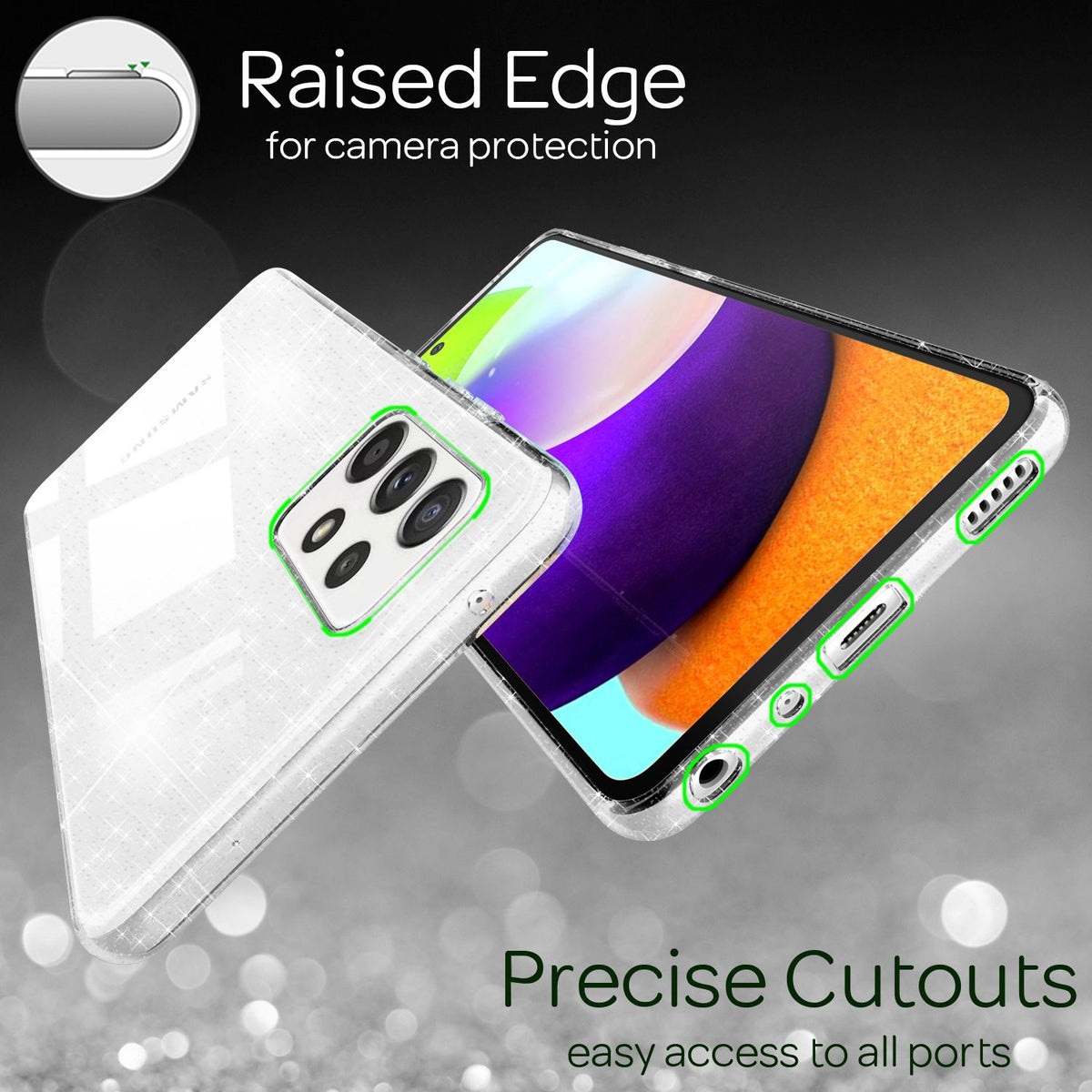 NALIA Glitzerhülle für Samsung Galaxy A52 / A52 5G / A52s 5G – Funkelndes Silikon Case – DAZZLIN (Transparent & Stoßfest) – Marke aus Berlin