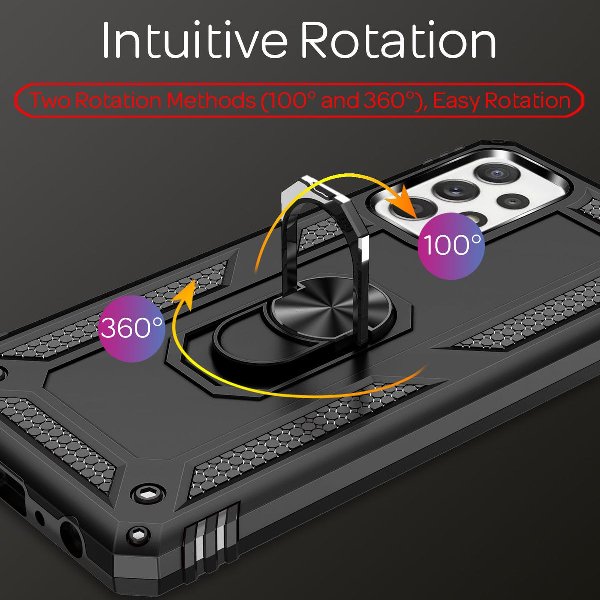 NALIA Panzerhülle für Samsung Galaxy A52 / A52 5G / A52s 5G – Ring-Ständer 360° & Magnet-Halterung Kompatibel – RINGDEFEND (Stoßfestes Outdoor Case) – Marke aus Berlin