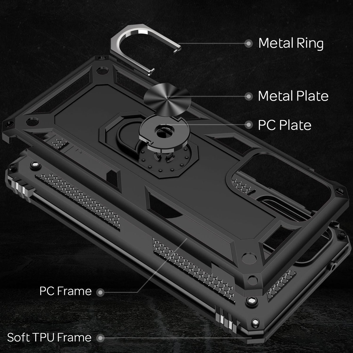 NALIA Panzerhülle für Samsung Galaxy A52 / A52 5G / A52s 5G – Ring-Ständer 360° & Magnet-Halterung Kompatibel – RINGDEFEND (Stoßfestes Outdoor Case) – Marke aus Berlin