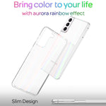 NALIA Transparente Glashülle für Samsung Galaxy S21 – Holografischer Prisma-Effekt (Regenbogen Schimmer) – 9H Hartglas & Anti-Gelb – AURORA – Marke aus Berlin