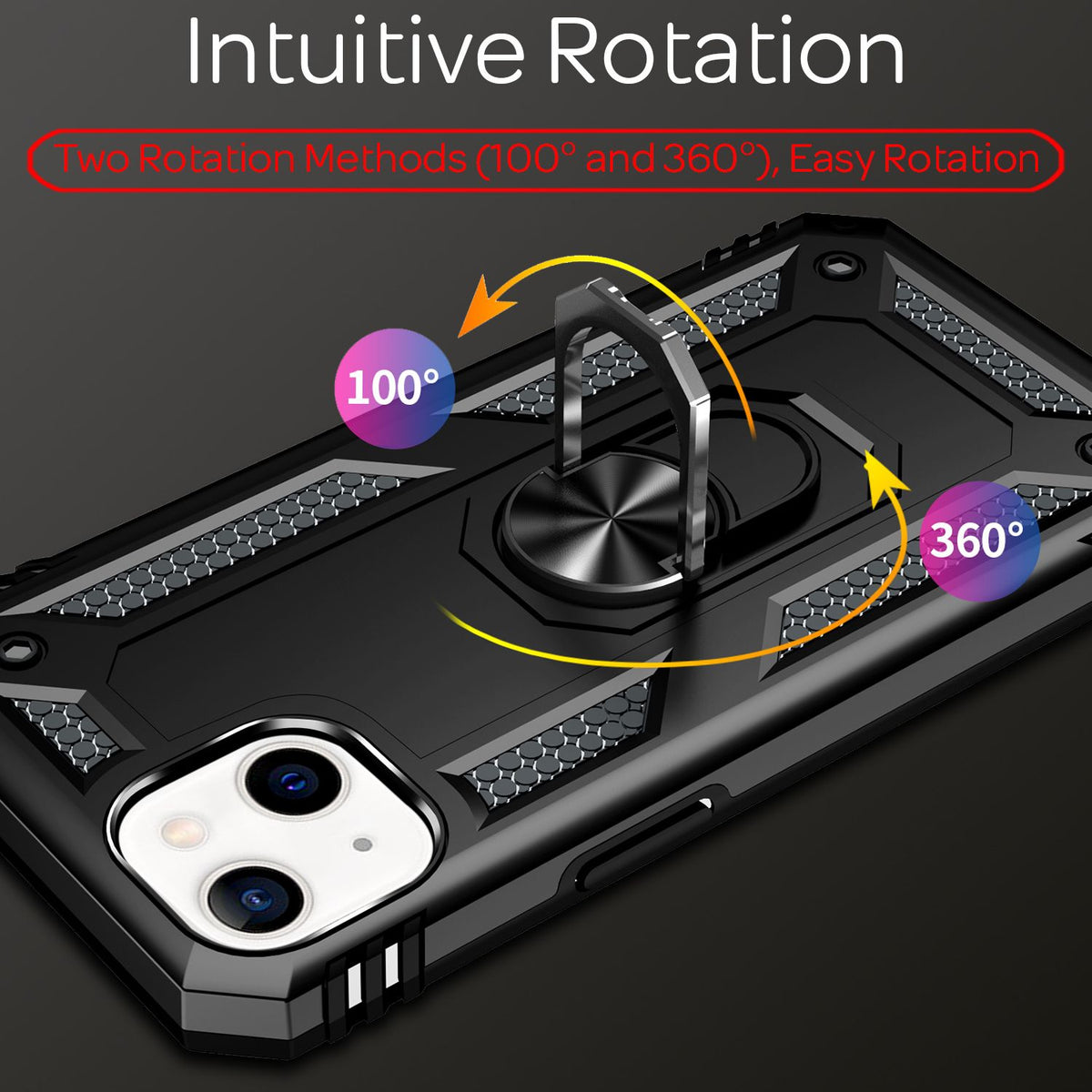NALIA Panzerhülle für iPhone 13 – Ring-Ständer 360° & Magnet-Halterung Kompatibel – RINGDEFEND (Stoßfestes Outdoor Case) – Marke aus Berlin