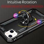 NALIA Panzerhülle für iPhone 13 – Ring-Ständer 360° & Magnet-Halterung Kompatibel – RINGDEFEND (Stoßfestes Outdoor Case) – Marke aus Berlin
