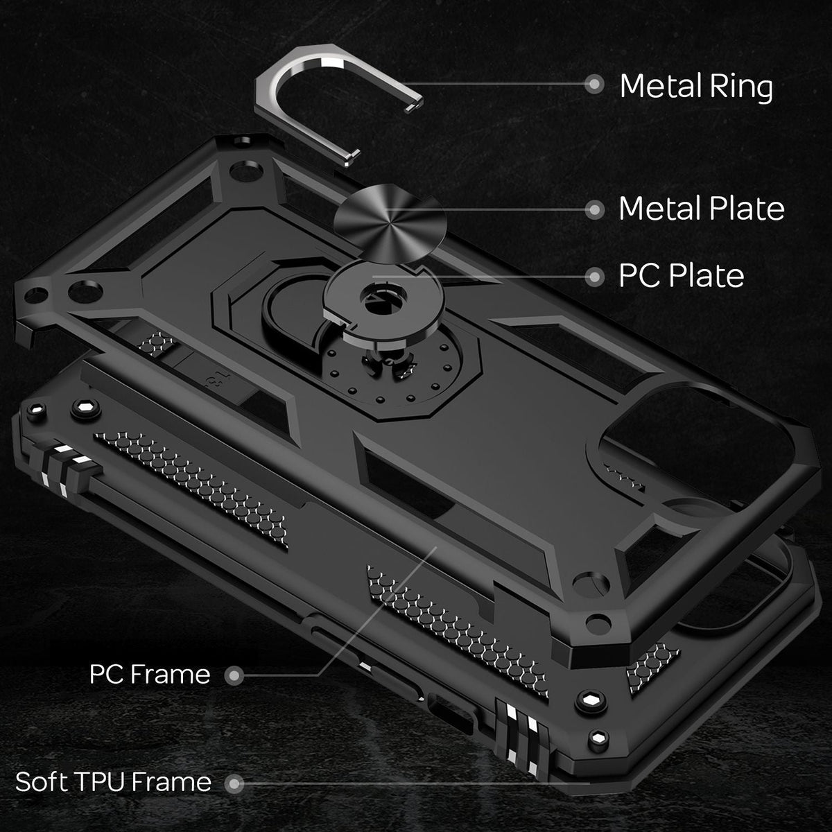 NALIA Panzerhülle für iPhone 13 – Ring-Ständer 360° & Magnet-Halterung Kompatibel – RINGDEFEND (Stoßfestes Outdoor Case) – Marke aus Berlin