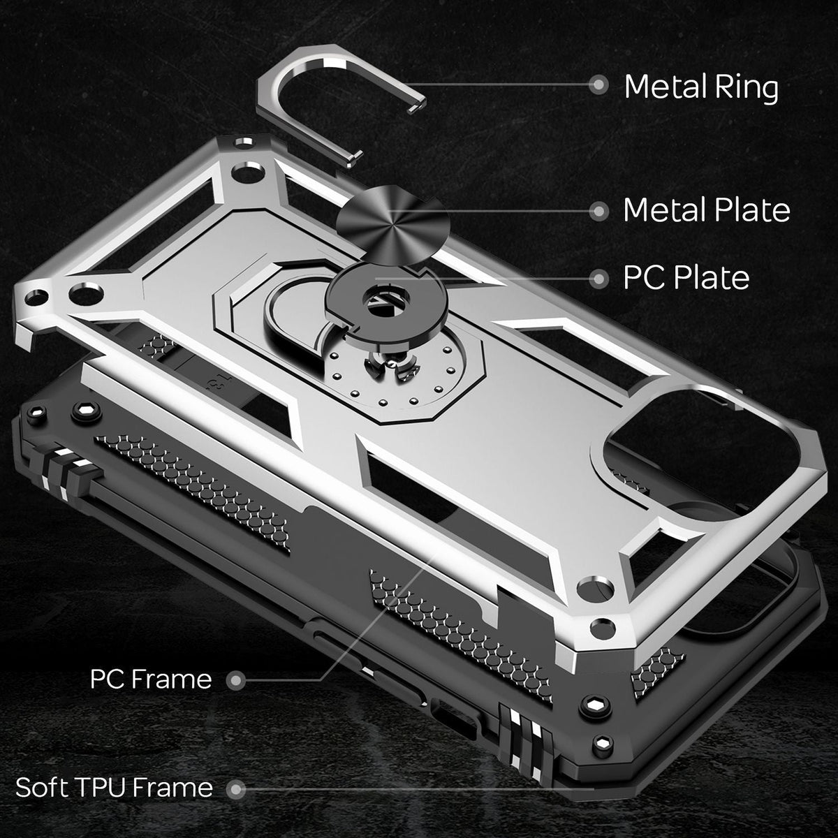 NALIA Panzerhülle für iPhone 13 – Ring-Ständer 360° & Magnet-Halterung Kompatibel – RINGDEFEND (Stoßfestes Outdoor Case) – Marke aus Berlin