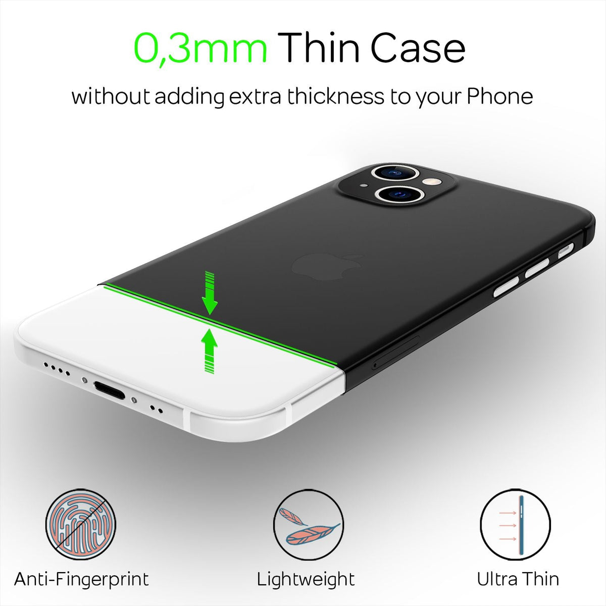 NALIA Ultra Slim Hardcase für iPhone 13 Mini – Matt-Transparent & 0.3mm Dünn – PHANTOM (Dünnes Cover & Kamera-Vollschutz) – Marke aus Berlin