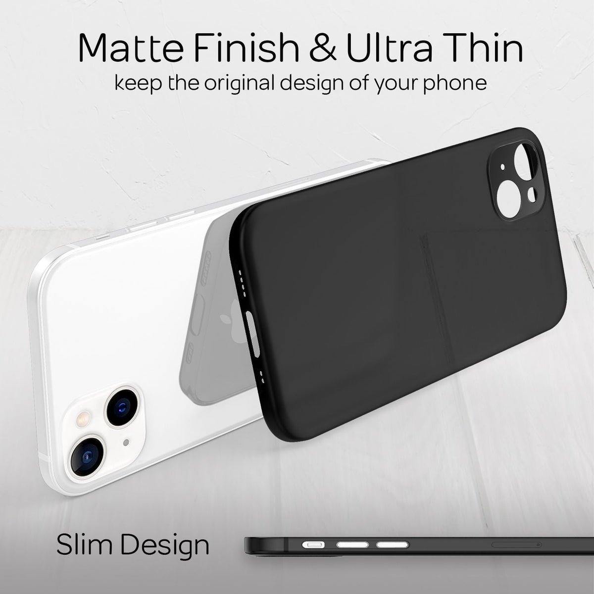 NALIA Ultra Slim Hardcase für iPhone 13 Mini – Matt-Transparent & 0.3mm Dünn – PHANTOM (Dünnes Cover & Kamera-Vollschutz) – Marke aus Berlin