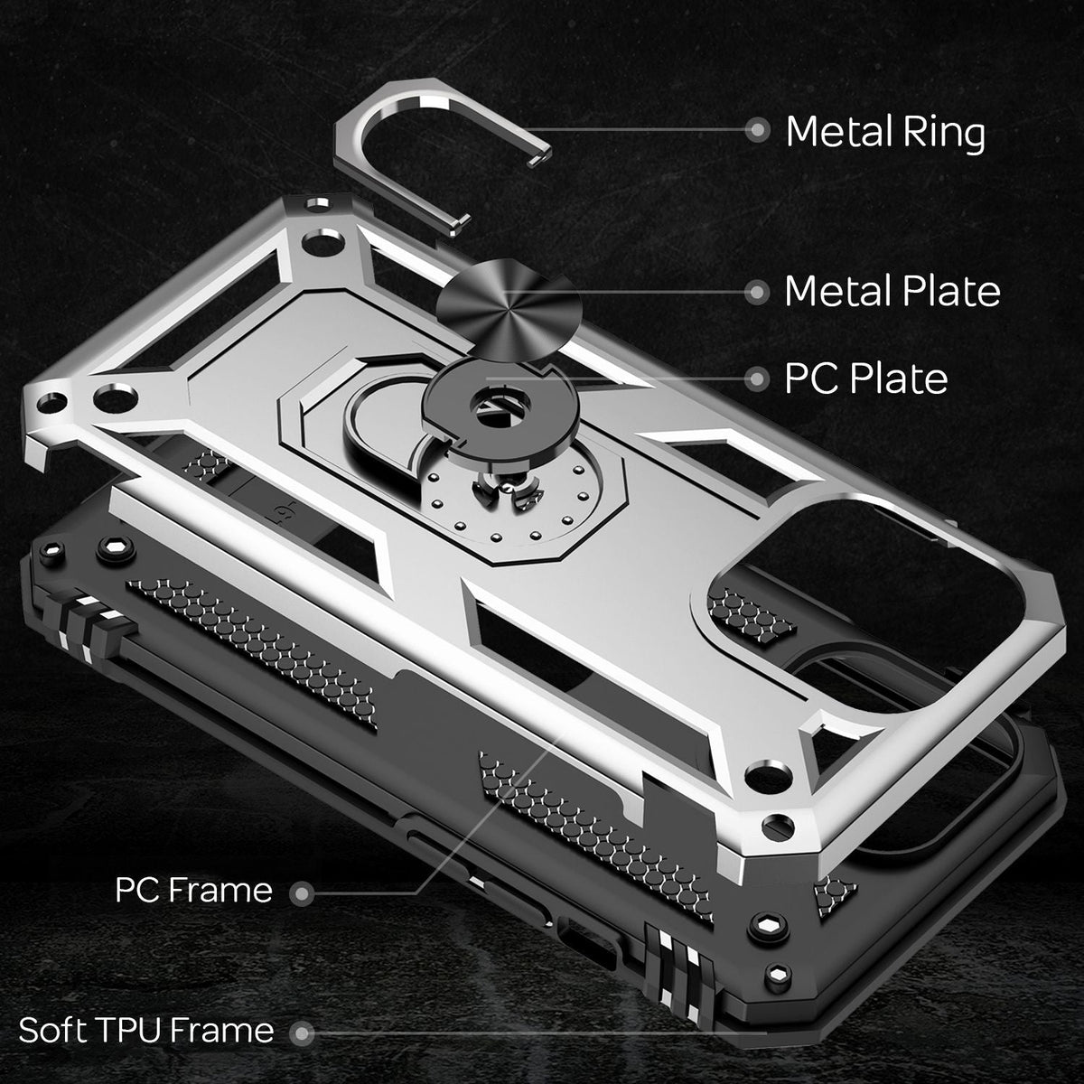 NALIA Panzerhülle für iPhone 13 Pro – Ring-Ständer 360° & Magnet-Halterung Kompatibel – RINGDEFEND (Stoßfestes Outdoor Case) – Marke aus Berlin
