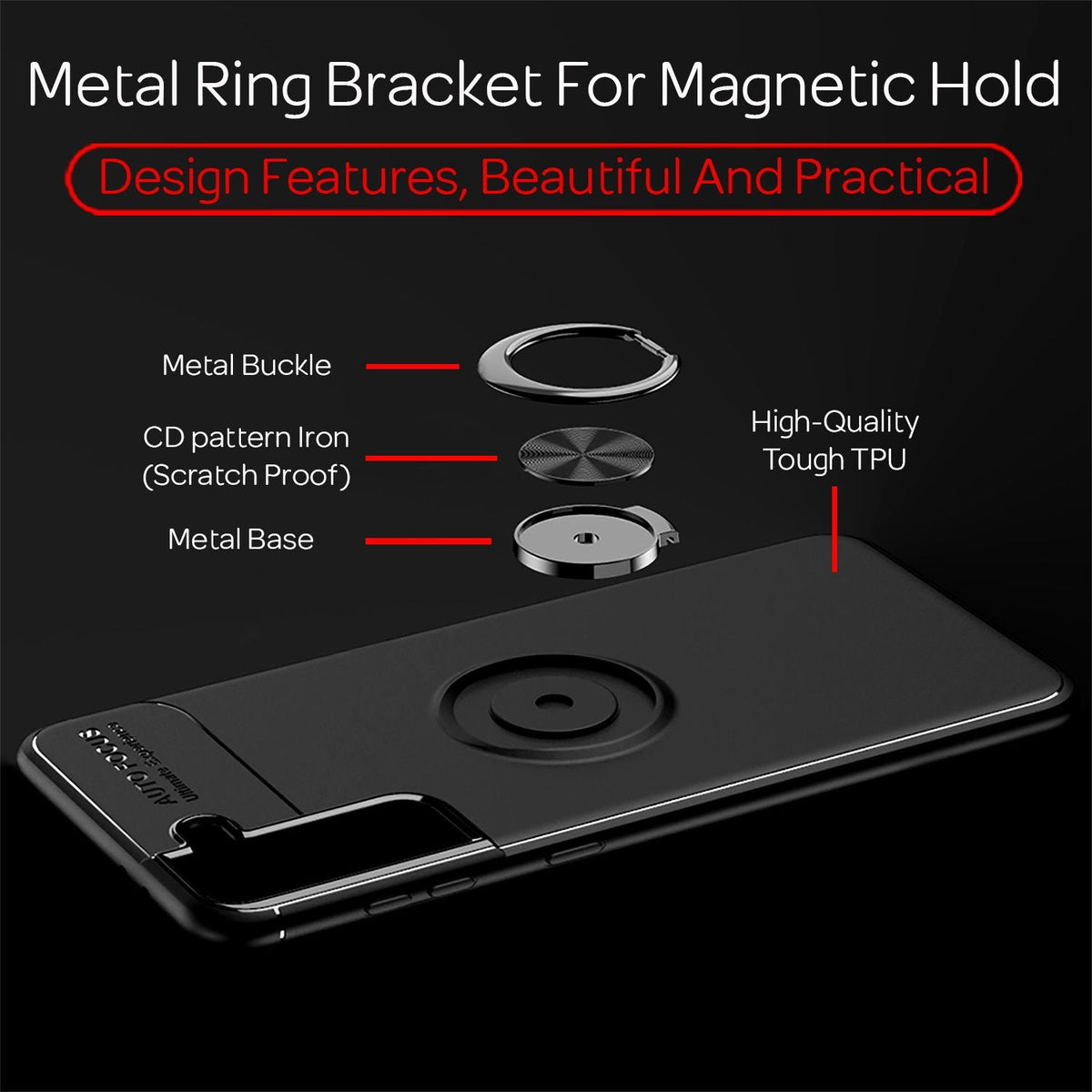 NALIA Ringhülle für Samsung Galaxy S21 FE – Ring-Ständer 360° & für Magnet-Halter – GRIP360 (Mattiertes Silikon Case) – Marke aus Berlin