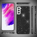 NALIA Glitzerhülle für Samsung Galaxy S21 FE – Funkelnder Glitzer-Look & Grip – SHINEPOP (Silikon Case) – Marke aus Berlin