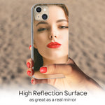NALIA Spiegel Hartglas Case kompatibel mit iPhone 13 Hülle, Klarer Spiegeleffekt Mirror Hardcase Robust 9H Tempered Glass & Silikon Bumper, Dünne Schutzhülle Glashülle Cover Handyhülle - Silber