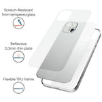 NALIA Spiegel Hartglas Case kompatibel mit iPhone 13 Hülle, Klarer Spiegeleffekt Mirror Hardcase Robust 9H Tempered Glass & Silikon Bumper, Dünne Schutzhülle Glashülle Cover Handyhülle - Silber