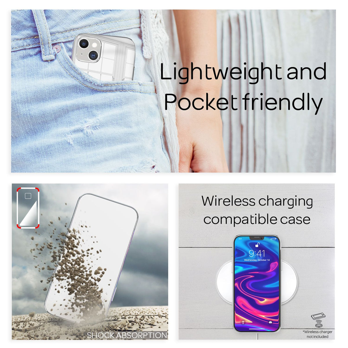NALIA Spiegel Hartglas Case kompatibel mit iPhone 13 Hülle, Klarer Spiegeleffekt Mirror Hardcase Robust 9H Tempered Glass & Silikon Bumper, Dünne Schutzhülle Glashülle Cover Handyhülle - Silber