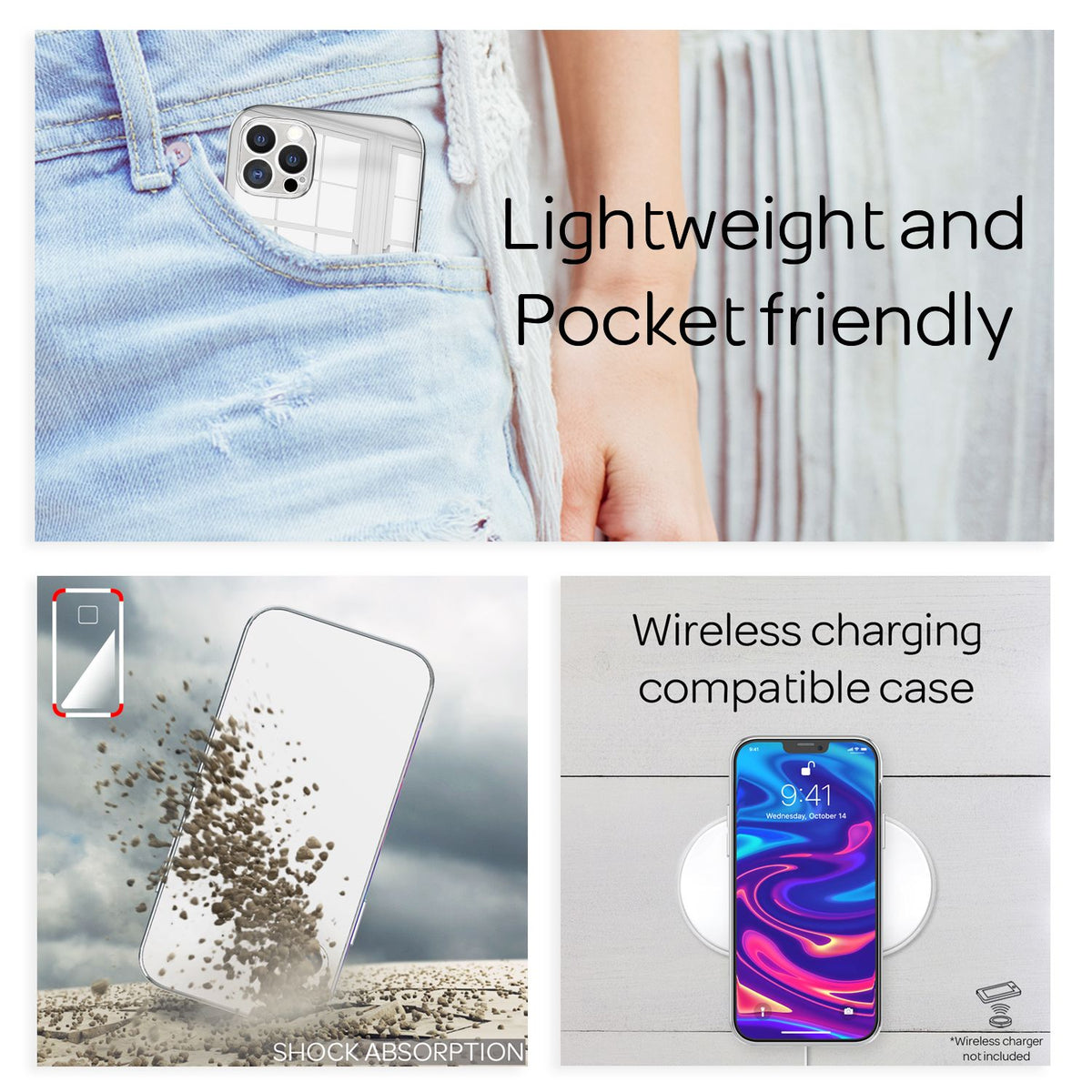 NALIA Spiegel Hartglas Case kompatibel mit iPhone 13 Pro Max Hülle, Klarer Spiegeleffekt Mirror Hardcase Robust 9H Tempered Glass & Silikon Bumper, Dünne Schutzhülle Glashülle Handyhülle - Silber