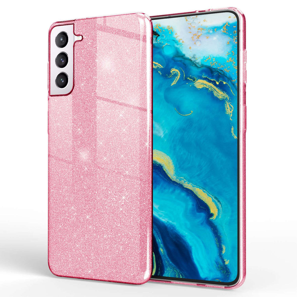 NALIA Glitzerhülle für Samsung Galaxy S22 – Funkelnder Glitzer-Look & Grip – SHINEPOP (Silikon Case) – Marke aus Berlin Namma Markt