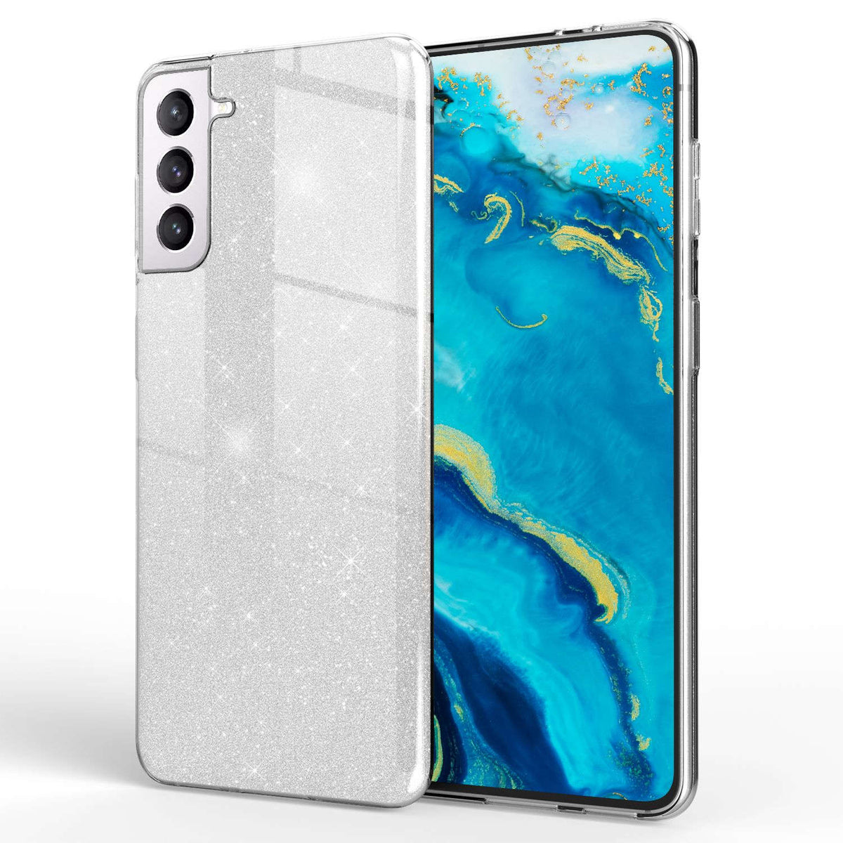 NALIA Glitzerhülle für Samsung Galaxy S22 – Funkelnder Glitzer-Look & Grip – SHINEPOP (Silikon Case) – Marke aus Berlin Namma Markt