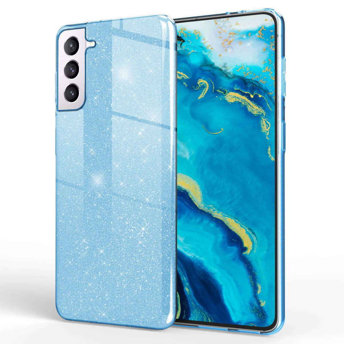 NALIA Glitzerhülle für Samsung Galaxy S22 – Funkelnder Glitzer-Look & Grip – SHINEPOP (Silikon Case) – Marke aus Berlin Namma Markt