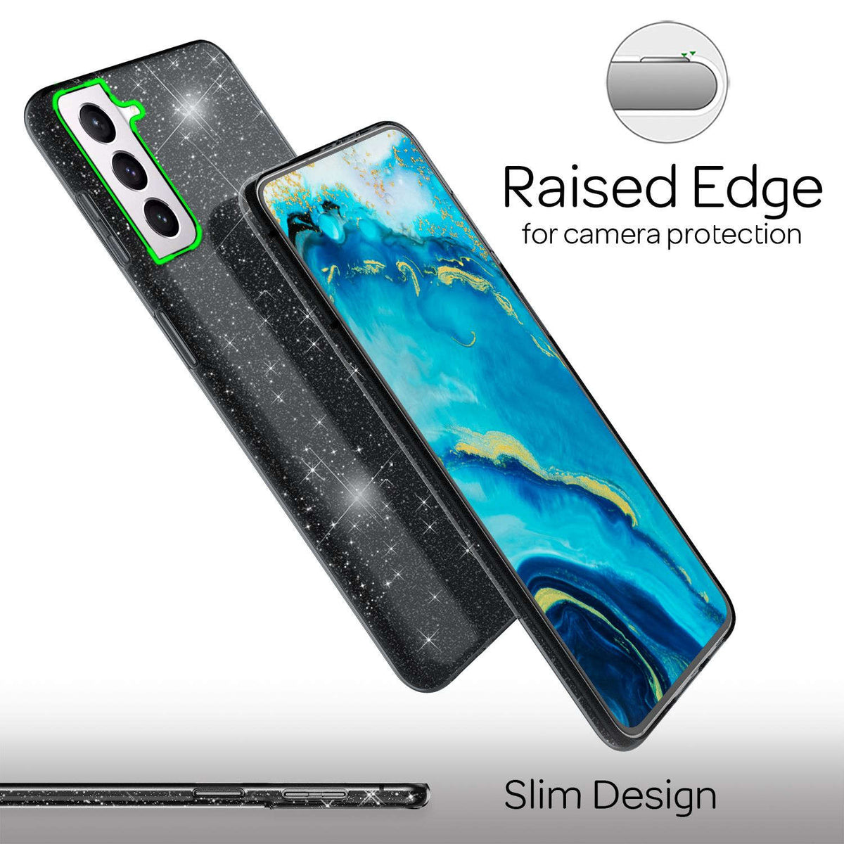 NALIA Glitzerhülle für Samsung Galaxy S22 – Funkelnder Glitzer-Look & Grip – SHINEPOP (Silikon Case) – Marke aus Berlin Namma Markt