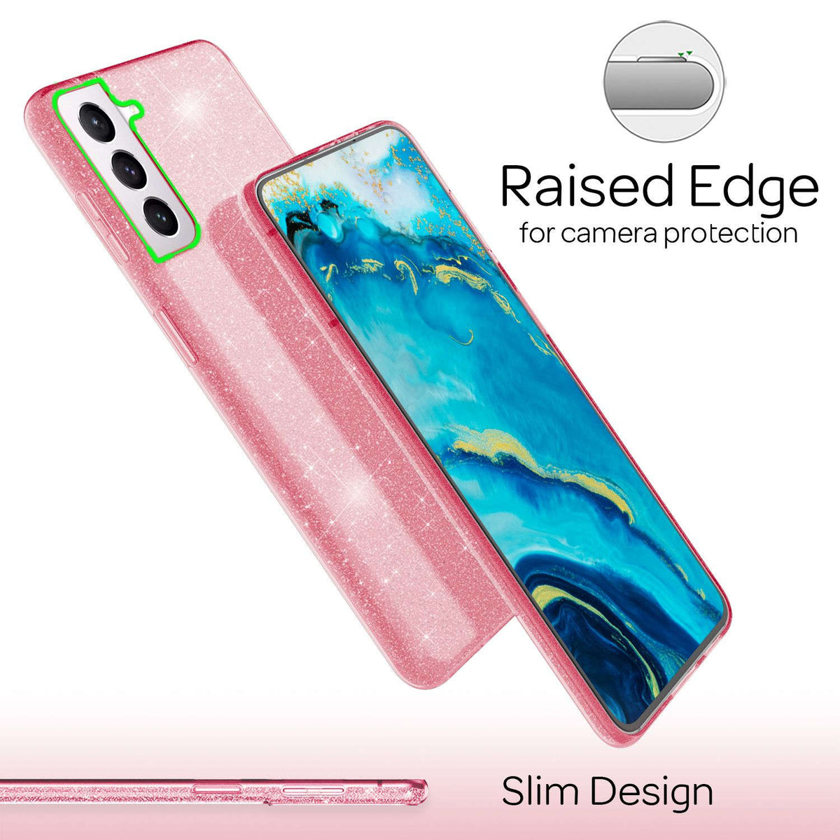 NALIA Glitzerhülle für Samsung Galaxy S22 – Funkelnder Glitzer-Look & Grip – SHINEPOP (Silikon Case) – Marke aus Berlin Namma Markt