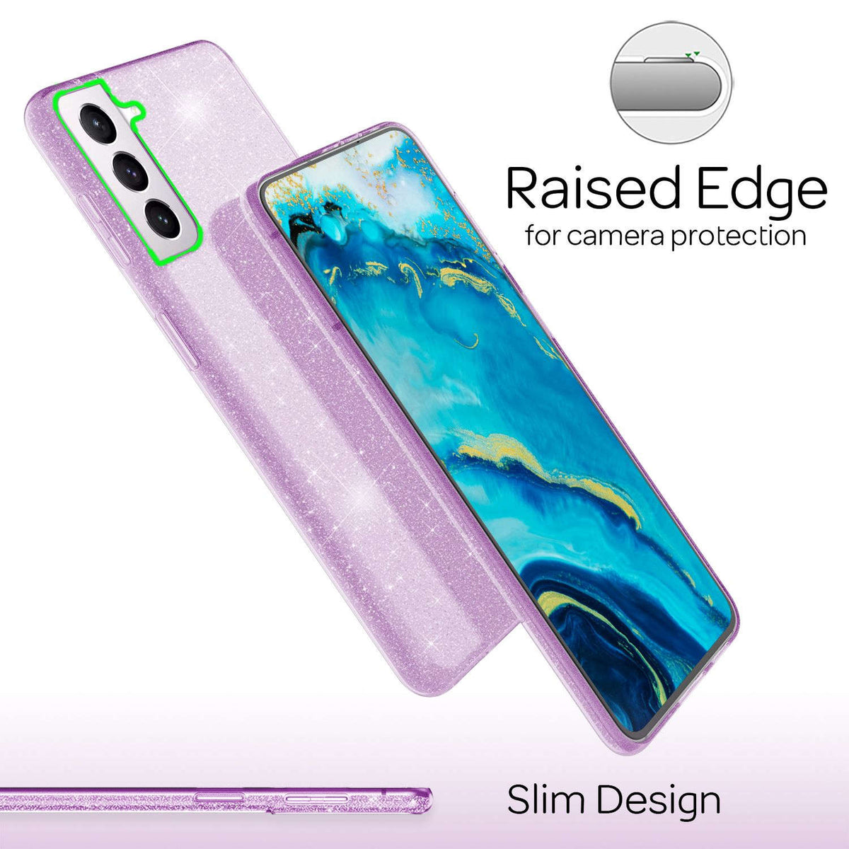 NALIA Glitzerhülle für Samsung Galaxy S22 – Funkelnder Glitzer-Look & Grip – SHINEPOP (Silikon Case) – Marke aus Berlin Namma Markt