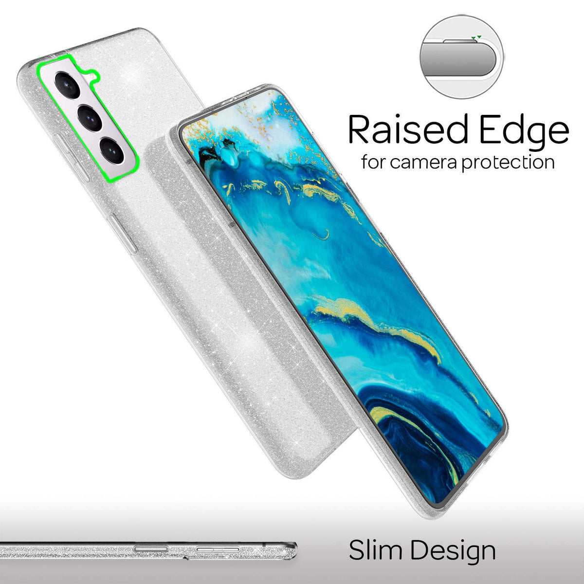 NALIA Glitzerhülle für Samsung Galaxy S22 – Funkelnder Glitzer-Look & Grip – SHINEPOP (Silikon Case) – Marke aus Berlin Namma Markt