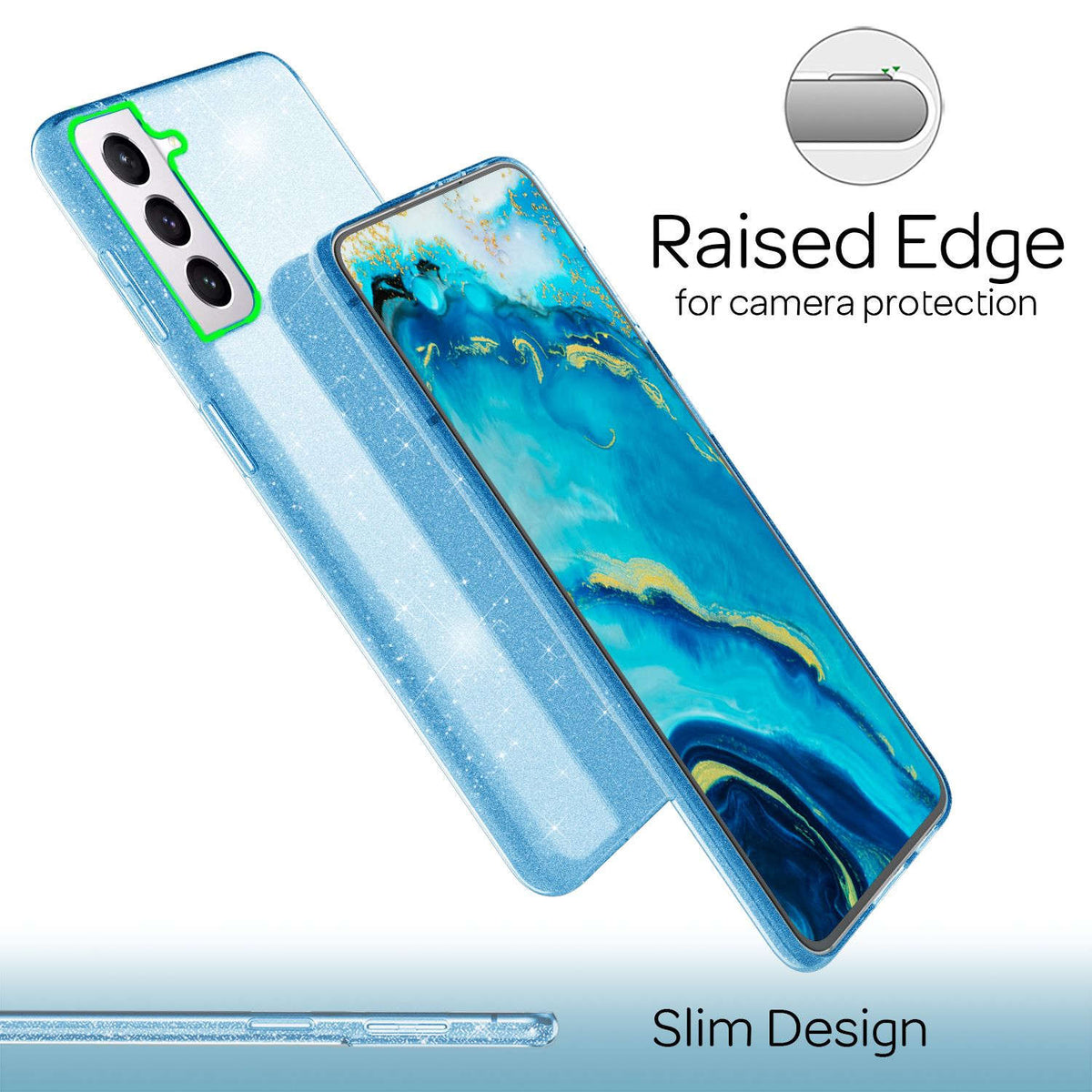 NALIA Glitzerhülle für Samsung Galaxy S22 – Funkelnder Glitzer-Look & Grip – SHINEPOP (Silikon Case) – Marke aus Berlin Namma Markt