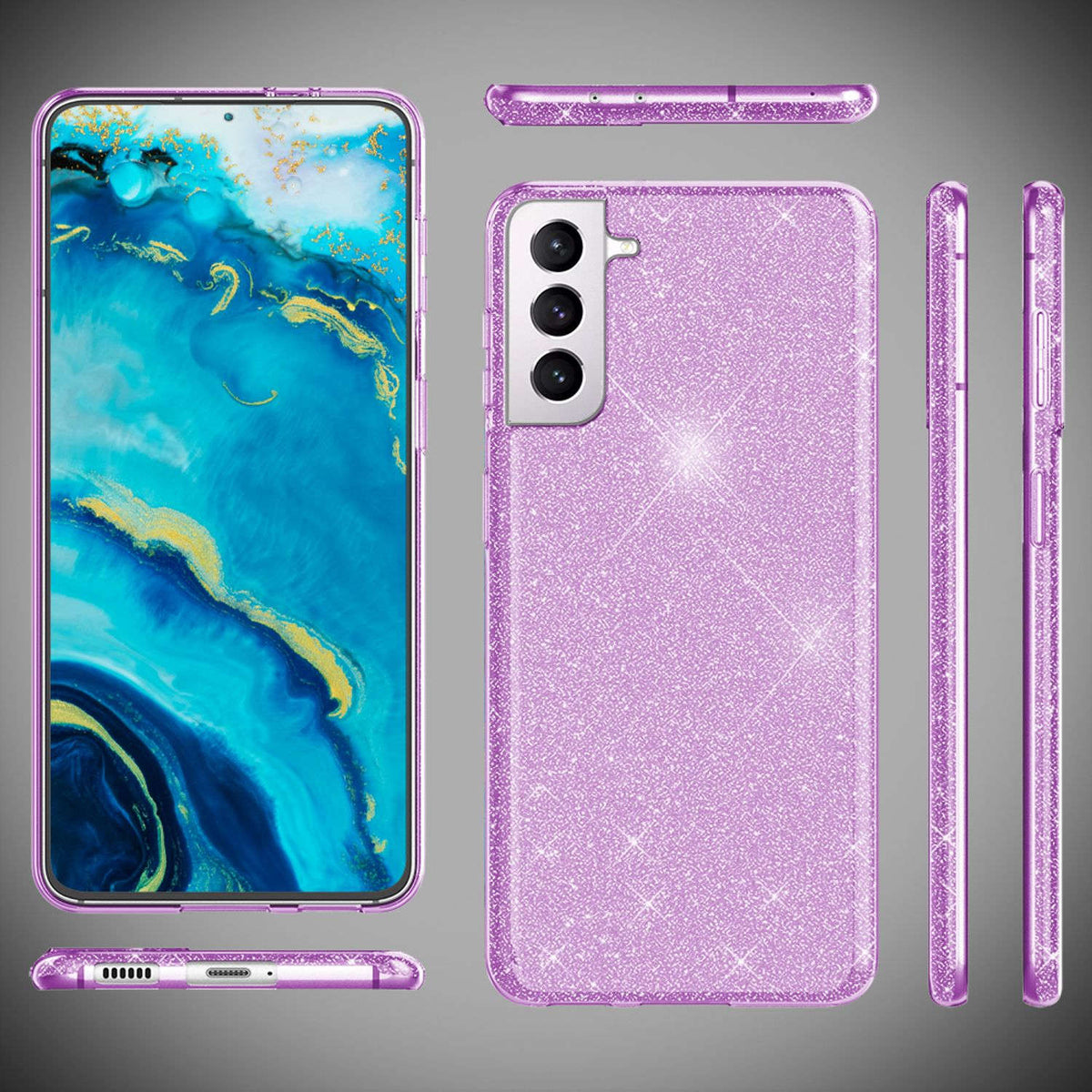 NALIA Glitzerhülle für Samsung Galaxy S22 – Funkelnder Glitzer-Look & Grip – SHINEPOP (Silikon Case) – Marke aus Berlin Namma Markt