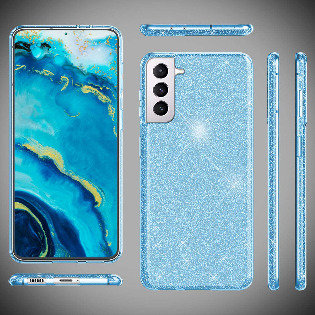 NALIA Glitzerhülle für Samsung Galaxy S22 – Funkelnder Glitzer-Look & Grip – SHINEPOP (Silikon Case) – Marke aus Berlin Namma Markt