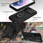 NALIA Military-Style Ringhülle kompatibel mit Samsung Galaxy S21 Hülle, Extrem Schützend mit Display-Rahmen & Kamera-Abdeckung, 360° Ring für Standfunktion & KFZ-Halterung, Hardcase