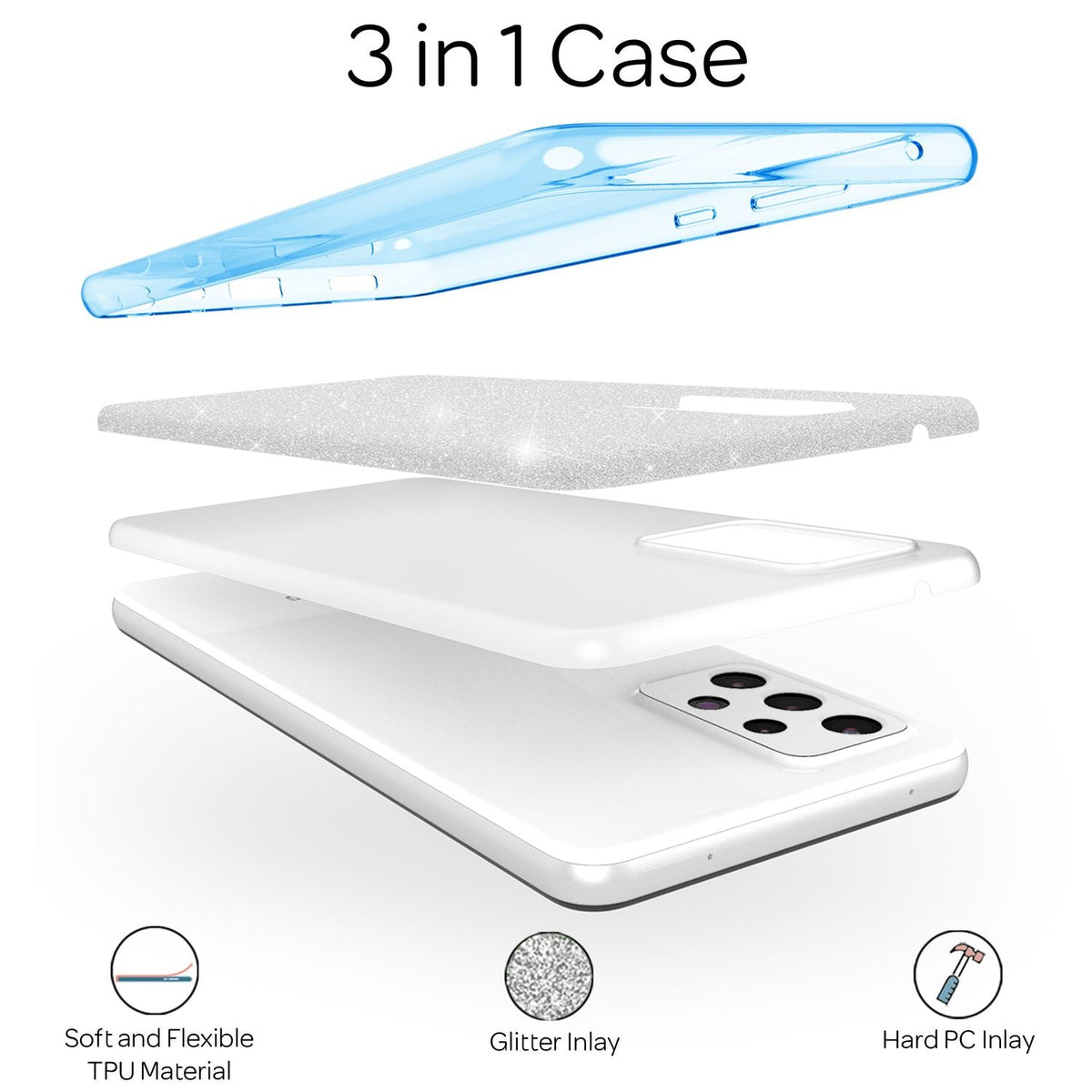 NALIA Glitzerhülle für Samsung Galaxy A33 – Funkelnder Glitzer-Look & Grip – SHINEPOP (Silikon Case) – Marke aus Berlin