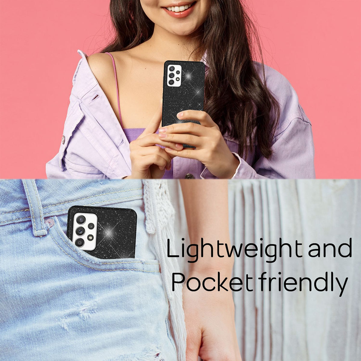 NALIA Glitzerhülle für Samsung Galaxy A53 – Funkelnder Glitzer-Look & Grip – SHINEPOP (Silikon Case) – Marke aus Berlin