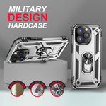 NALIA Panzerhülle für iPhone 14 Pro – Ring-Ständer 360° & Magnet-Halterung Kompatibel – RINGDEFEND (Stoßfestes Outdoor Case) – Marke aus Berlin