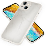 NALIA Marmor Glas Case für iPhone 14 – Robustes 9H Echtglas – MARBELLE (Silikon Bumper & Grip) – Marke aus Berlin