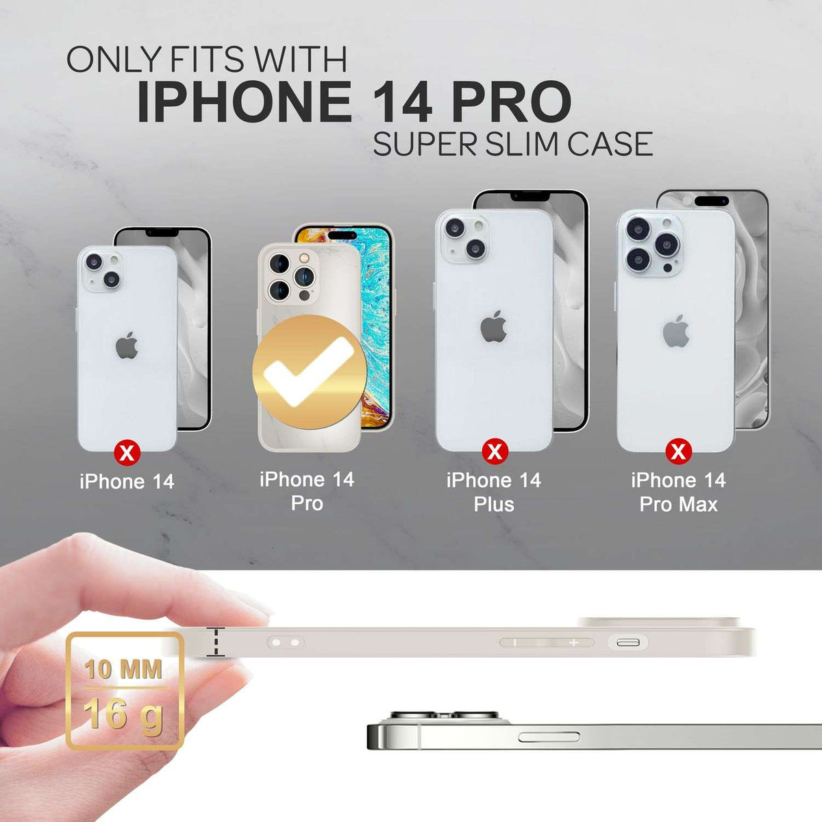 NALIA Marmor Glas Case für iPhone 14 Pro – Robustes 9H Echtglas – MARBELLE (Silikon Bumper & Grip) – Marke aus Berlin