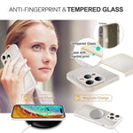 NALIA Marmor Glas Case für iPhone 14 Pro – Robustes 9H Echtglas – MARBELLE (Silikon Bumper & Grip) – Marke aus Berlin