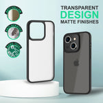 NALIA Matte Hülle für iPhone 14 Plus – Kein Vergilben & Anti-Fingerabdruck – SUMMIT (Semi-Transparent & Schwarzer Rahmen) – Marke aus Berlin