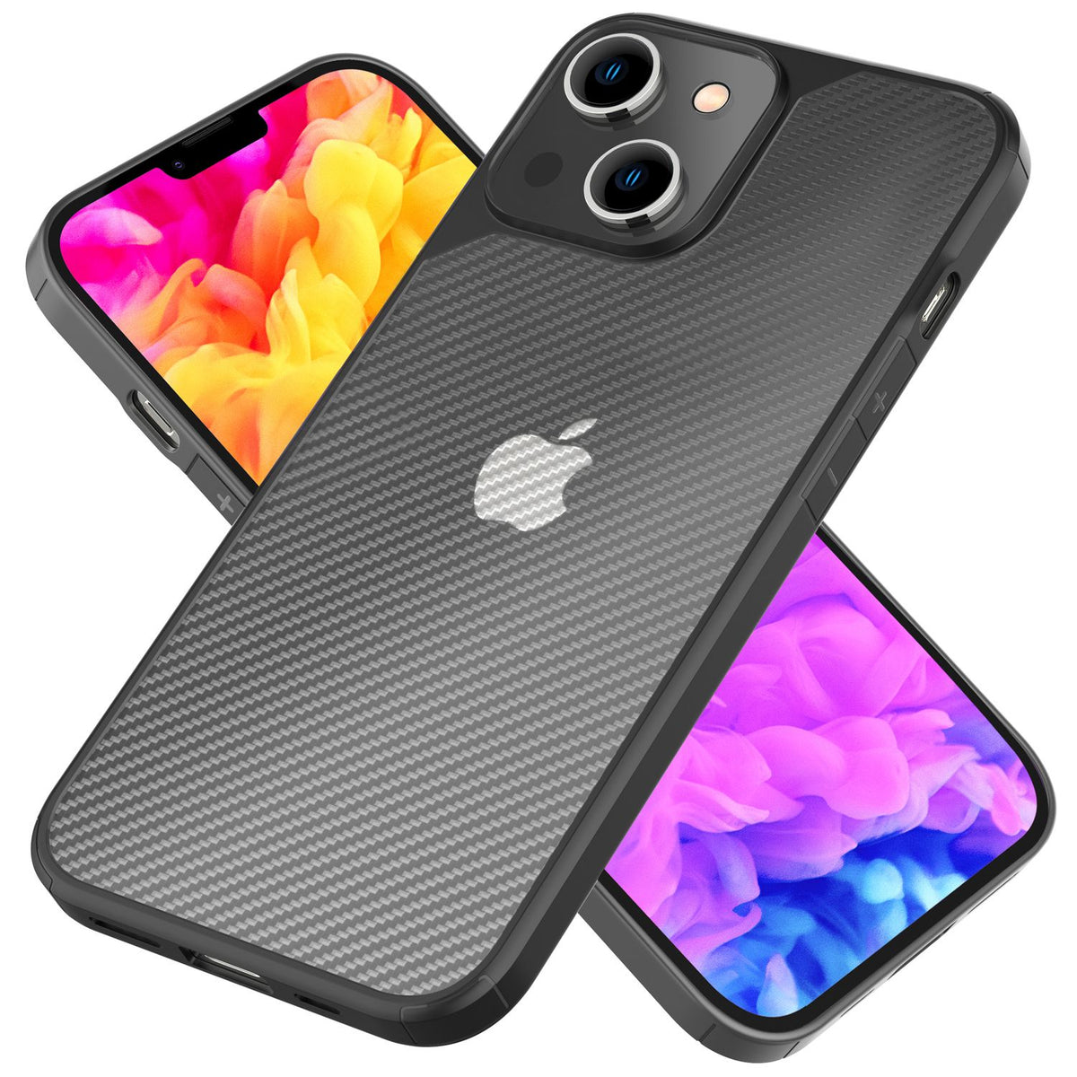 NALIA Mattes Carbon Look Case kompatibel mit iPhone 14 Plus Hülle, Durchsichtige Carbon-Struktur Anti-Fingerprint Robust Anti-Gelb Robust, Harte Rückseite & Verstärkter Silikon-Rand