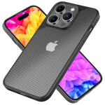 NALIA Carbon-Look Hülle für iPhone 14 Pro – Vergilbungsfrei & Rutschfest – NOMAD (Semi-Transparent & Silikon-Rahmen) – Marke aus Berlin