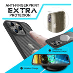 NALIA Carbon-Look Hülle für iPhone 14 Pro – Vergilbungsfrei & Rutschfest – NOMAD (Semi-Transparent & Silikon-Rahmen) – Marke aus Berlin