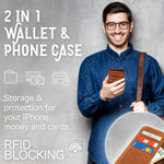 NALIA Echtlederhülle für iPhone 14 Pro Max – RFID Wallet & Magnet-Verschluss – LEVANTO (Handgefertigte Klapphülle) – Marke aus Berlin